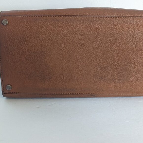 Kate Spade Flynn Street Meriweather Satchel Bag Warm Cognac Tan Braid Weave - Picture 5 of 15